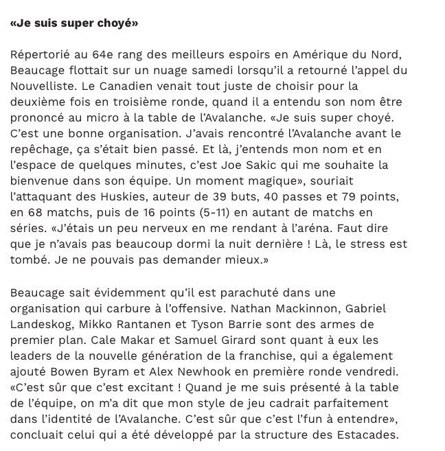 Pourquoi le CH n'a pas envoyé UN SEUL DÉPISTEUR pour épier Alex Beaucage....