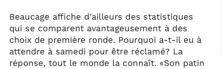 Pourquoi le CH n'a pas envoyé UN SEUL DÉPISTEUR pour épier Alex Beaucage....