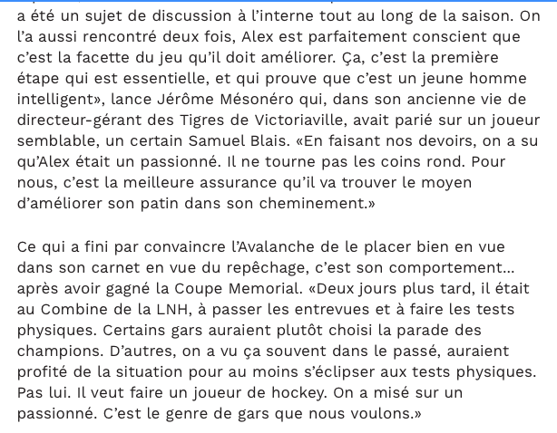 Pourquoi le CH n'a pas envoyé UN SEUL DÉPISTEUR pour épier Alex Beaucage....