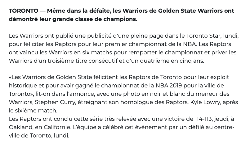 Quelle CLASSE des WARRIORS...