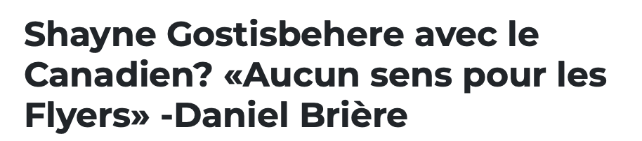 Shayne Gostisbehere à Montréal: Daniel Brière REJETTE la RUMEUR....