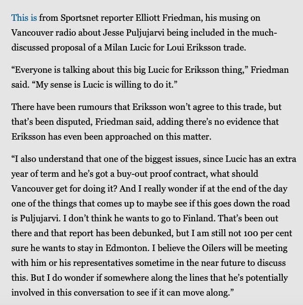Si Elliotte Friedman dit VRAI...le CH doit proposer aux Oilers...