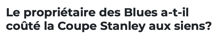 Si les Blues perdent la COUPE STANLEY....
