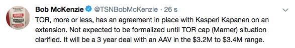 Un DEAL est fait avec Kasperi Kapanen !!!