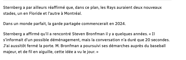 Une garde partagée entre Tampa Bay et Montréal....un PROJET à LONG TERME....