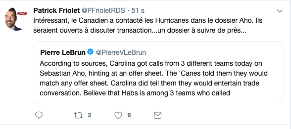 BOMBE à MONTRÉAL!!!!!! Le CH a contacté les Hurricanes!!!!