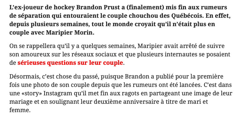 Brandon Prust est bien PLUS AMOUREUX que Maripier....