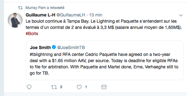 Brayden Point passe après Cédric Paquette...