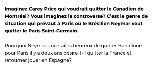 Carey Price et Neymar...même combat?