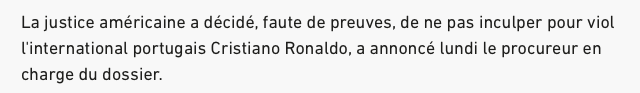 Cristiano Ronaldo ne sera pas ACCUSÉ de VIOL....