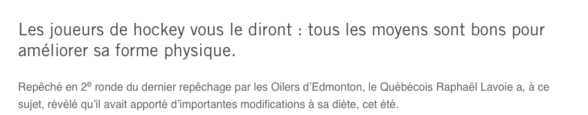 Depuis que Lavoie se BOMBE le TORSE en affirmant qu'il a arrêté de MANGER du McDO....