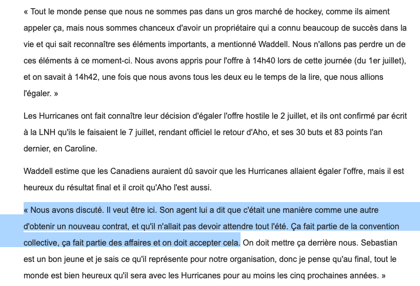 Don Waddell le confirme....Toujours dans le BUT D'HUMILIER Marc Bergevin...