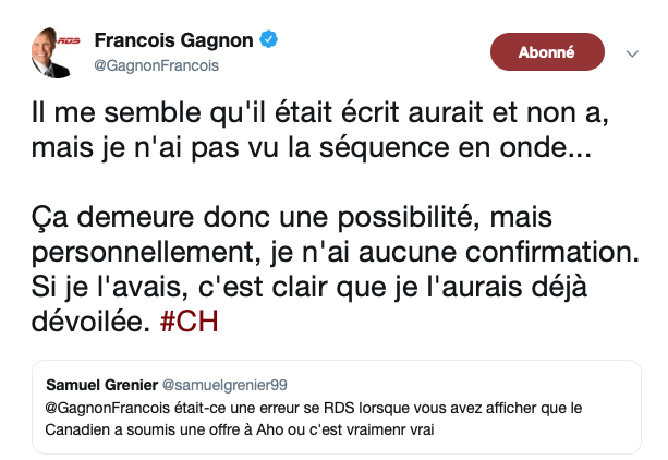 François Gagnon doit s'expliquer sur l'erreur de RDS...