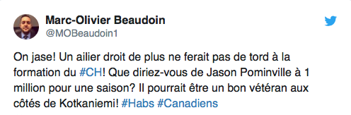 HAHA...Jason Pominville sur le trio à KK...