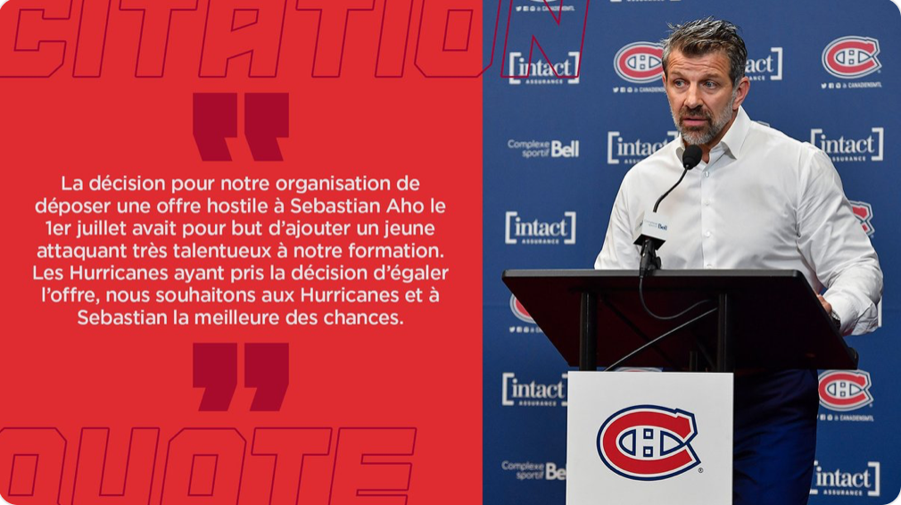 HAHA...Marc Bergevin fait une déclaration sur l'offre égalée...