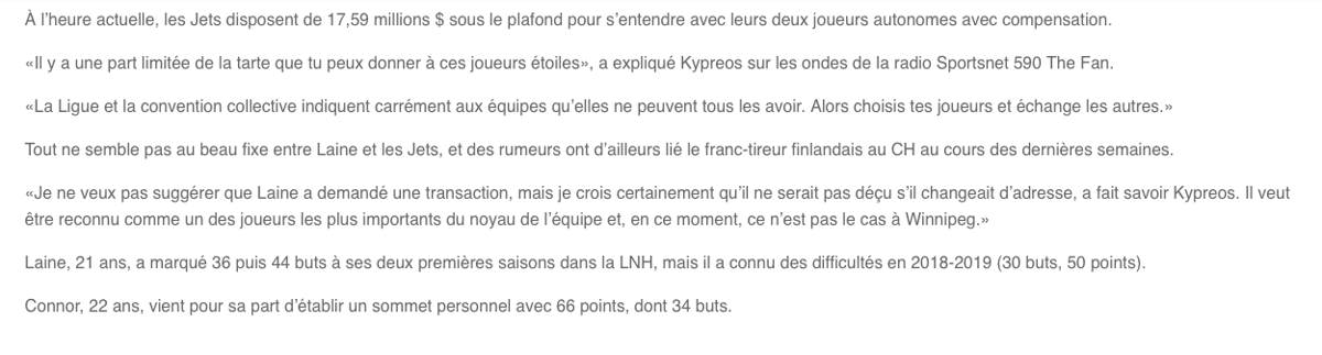 Kyle Connor ou Patrik Laine?