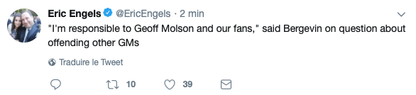 La MEILLEURE RÉPONSE de Marc Bergevin EVER..