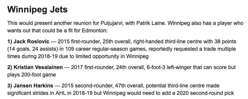 Les offres se succèdent pour Jesse Puljujarvi.