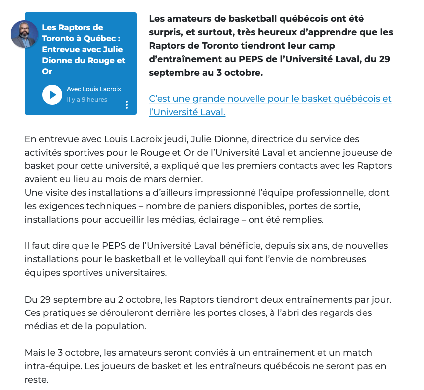 Les Raptors...font...ce que Geoff Molson n'a jamais fait...