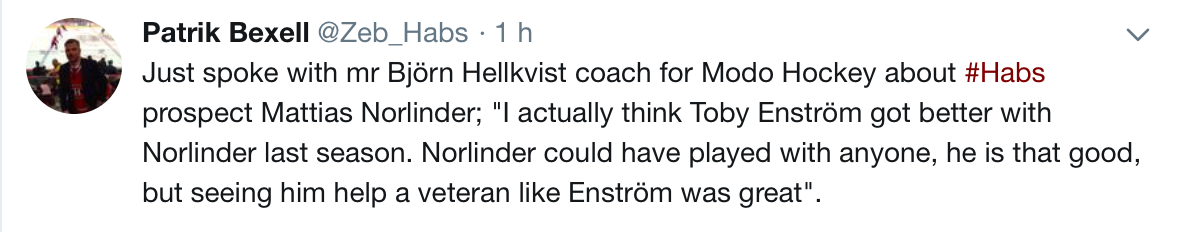 Mattias Norlinder meilleur qu'un défenseur de la LNH avec 700 matchs joués...