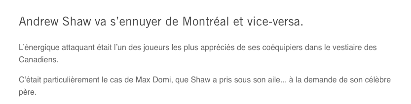 Max Domi a versé une larme..