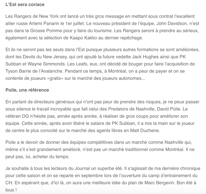 Michel Bergeron accuse Marc Bergevin...