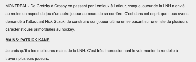 Nick Suzuki veut s'inspirer...