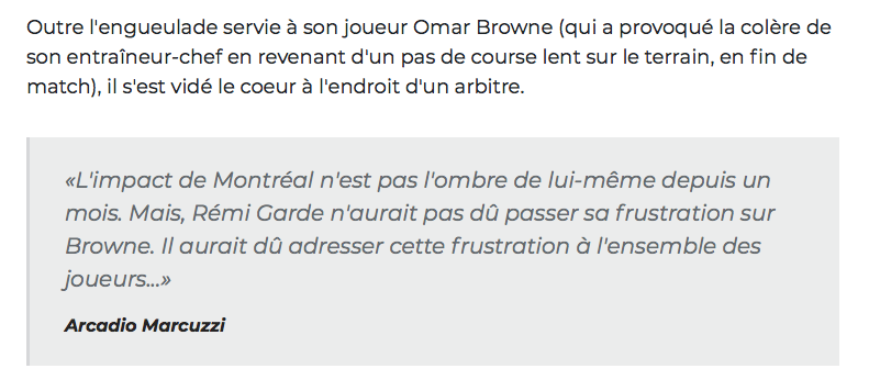 Rémi Garde fait un MICHEL THERRIEN...