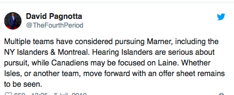 Selon THE FOURTH PERIOD...Mitch Marner ou Patrik Laine à Montréal....