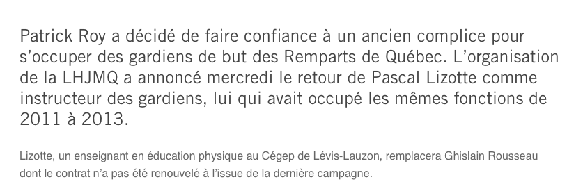 Si Patrick Roy devient DG du CH l'été prochain....