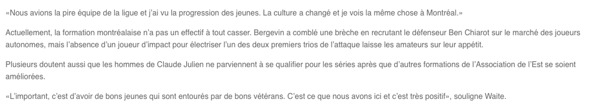 Stéphane Waite compare le CH aux Hawks....HAHA!!!!