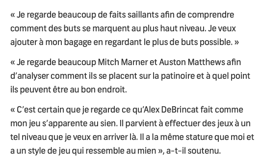 Surtout que DeBrincat est son MODÈLE..