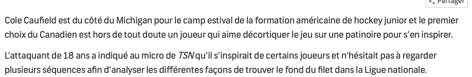 Surtout que DeBrincat est son MODÈLE..