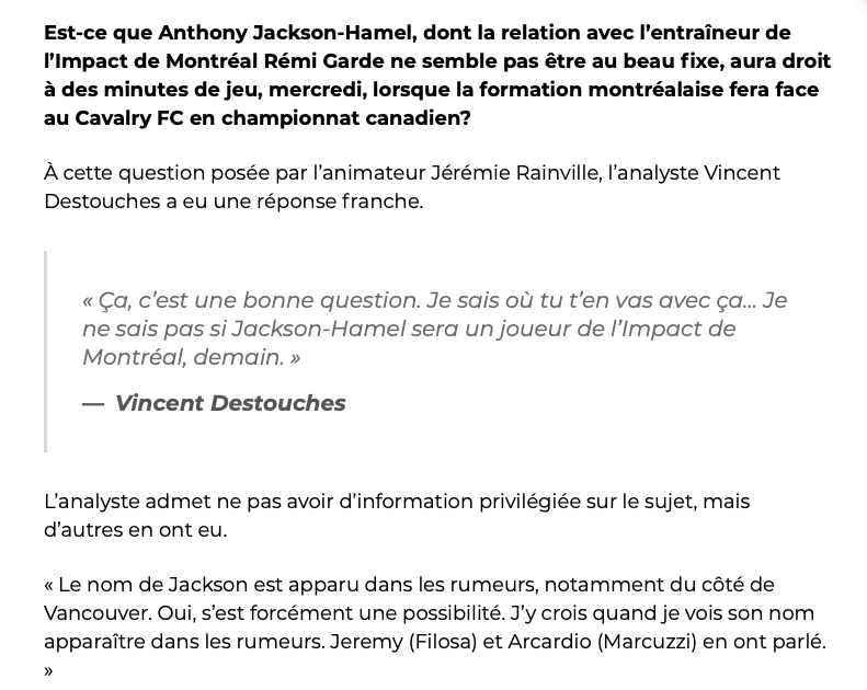 Anthony Jackson-Hamel va DÉCAL....