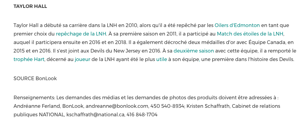 Avec la nouvelle de sa commandite montréalaise...Taylor Hall....