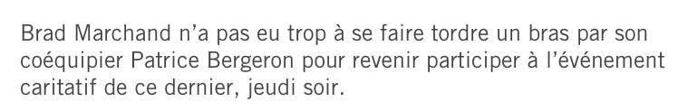 Brad Marchand....un RAT GÉNÉREUX....