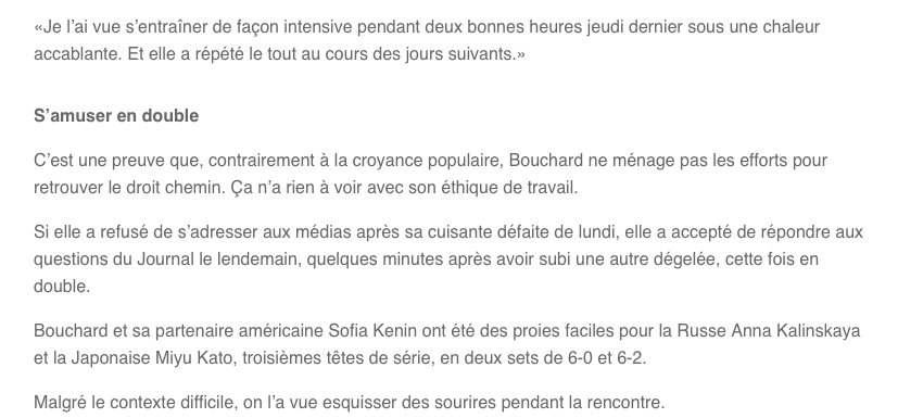 GENIE BOUCHARD a le CULOT de répondre aux critiques....