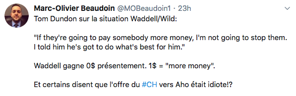 HAHA...SUPER FEFAN qui nous dit que l'offre à Aho...