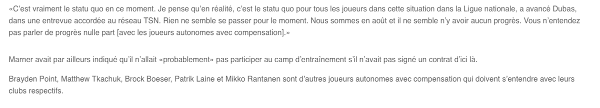 Le CLAN MARNER semble perdre PATIENCE contrairement au DG des Leafs....