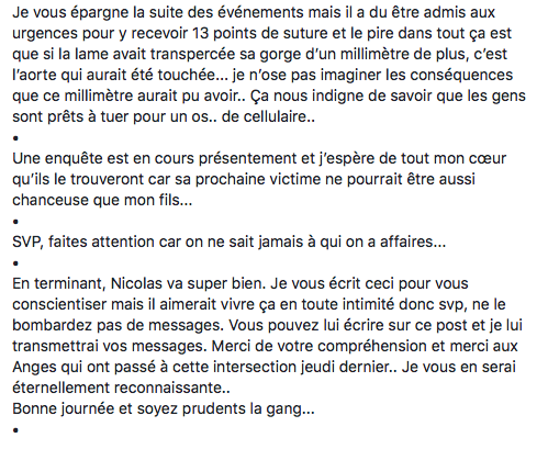 Le frère de Samuel Poulin poignardé à la gorge...