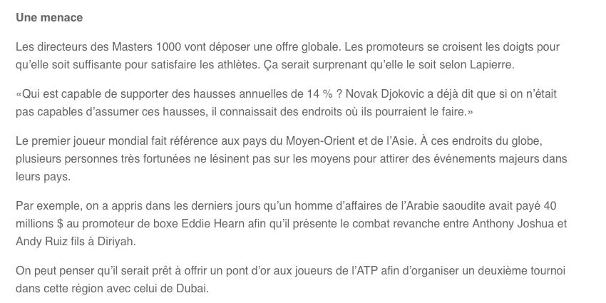 LOCK-OUT dans la LNH...GRÈVE des joueurs au TENNIS?