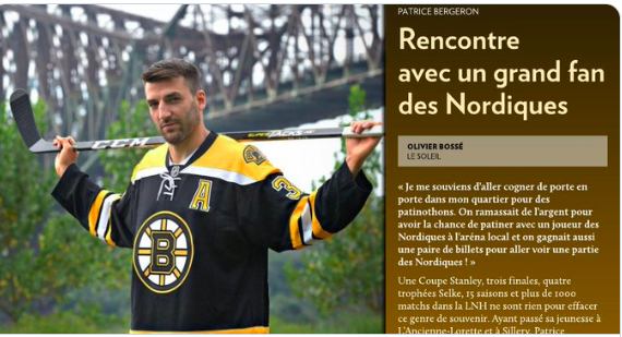 MESSAGE à Patrice Bergeron....