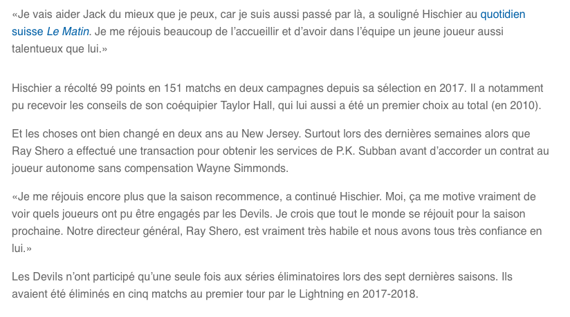 Nico Hischier...Aurait pu être JALOUX de Jack Hughes..