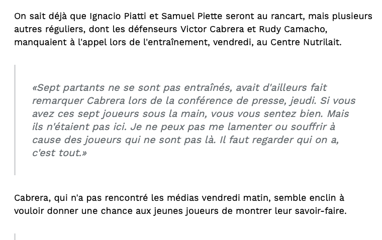 On espère que Claude Julien va avoir le MÊME DISCOURS....