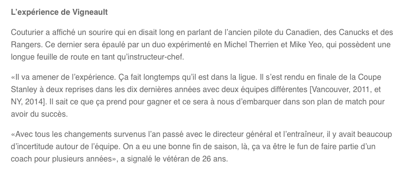 On ne comprend pas trop l'EXCITATION autour d'Alain Vigneault à Philadelphie....