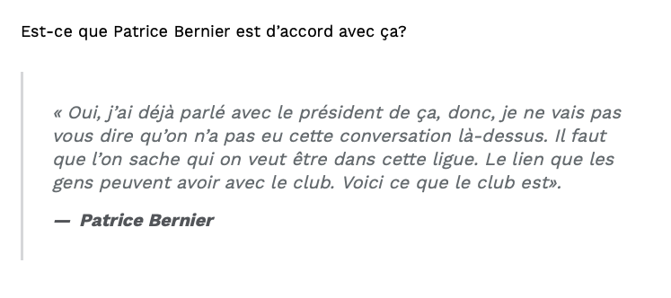 Patrice Bernier...le CONTRAIRE de Renaud Lavoie...
