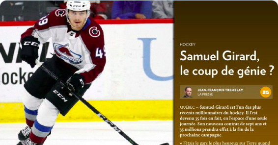 Si Joe Sakic est parvenu à FOU....Samuel Girard...