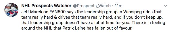 WOW...On sait pourquoi Patrik Laine ne veut plus jouer à Winnipeg...