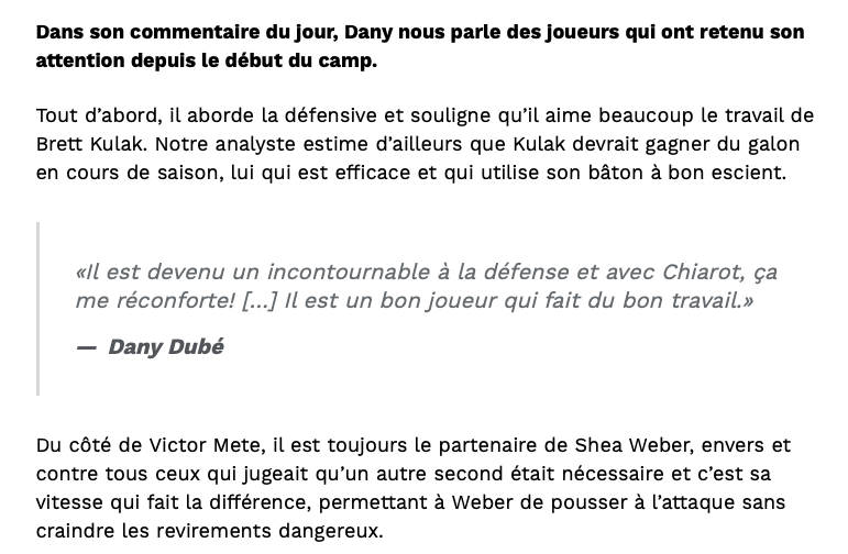 Brett Kulak est devenu le nouveau HÉROS de Dany Dubé....