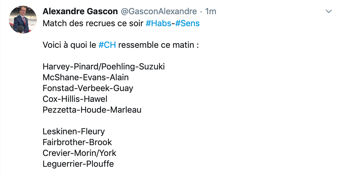 Ça devrait ressembler à ça pour le match de ce soir...